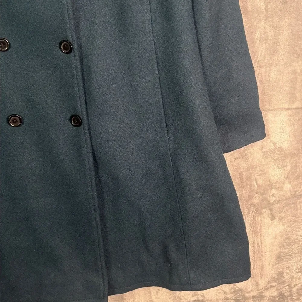 NWT New The Wool Maker Dark Teal Heavy Wool Blend Woman Jacket Pea Coat Size 2XL